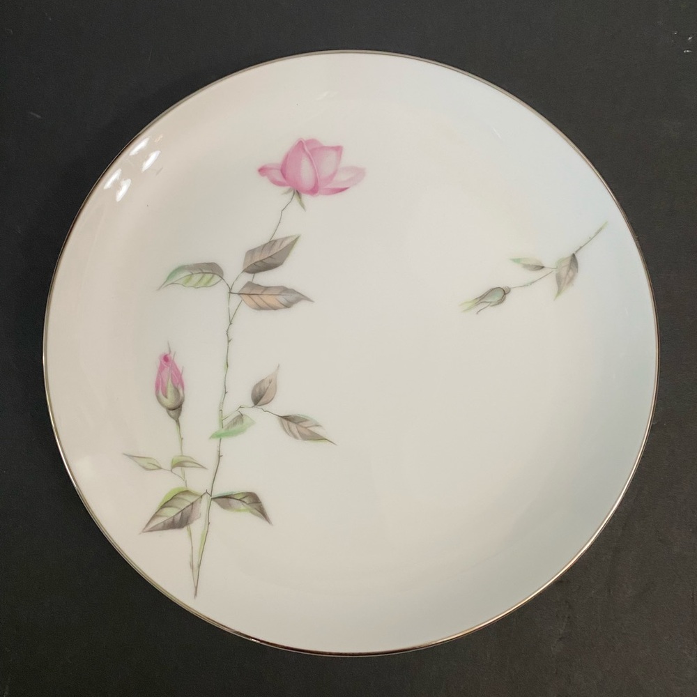 Vintage Style House Dawn Rose ONE piece Salad Plate Platinum Trim, Made in Japan